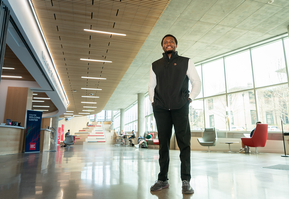 Man standing in lobby