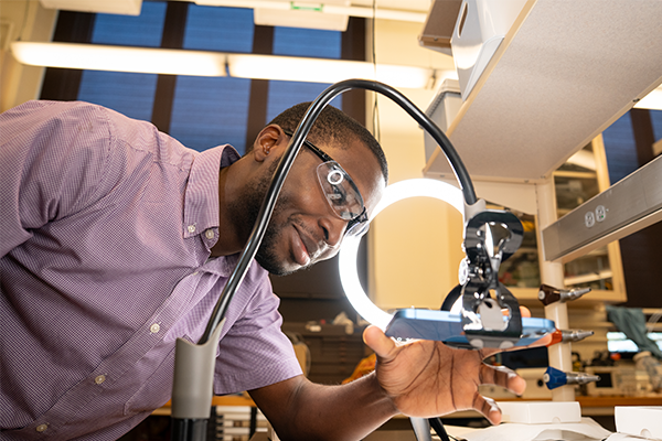 Student in lab