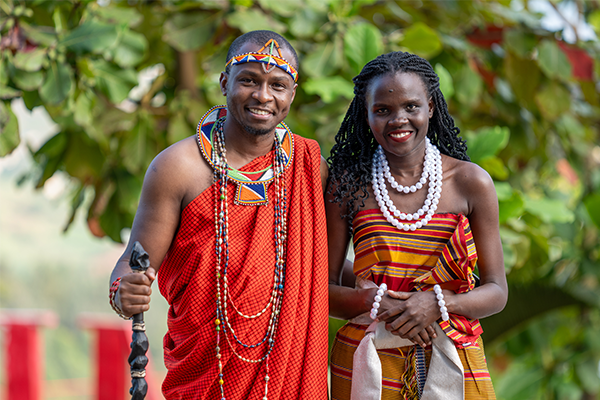 Two students in traditional African attire