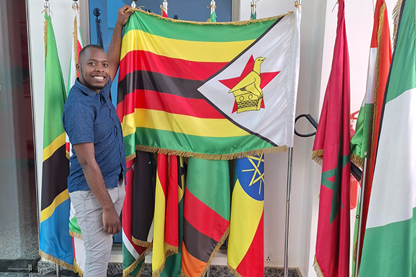 Student with flag