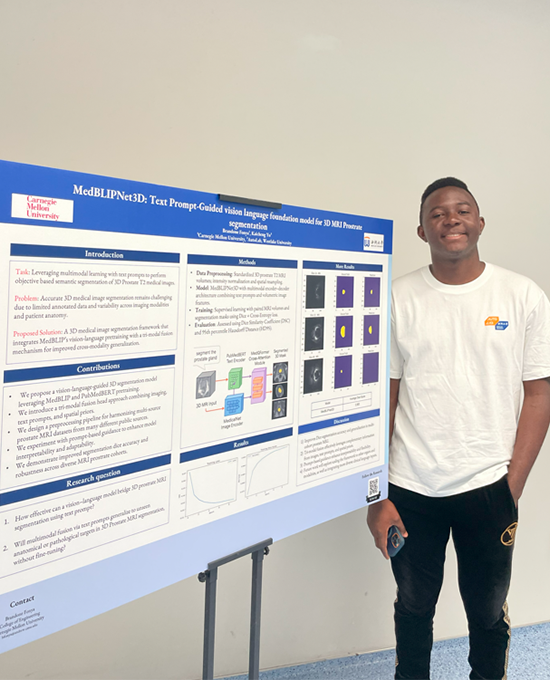 Student by poster