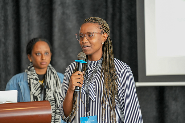 A woman giving a speach