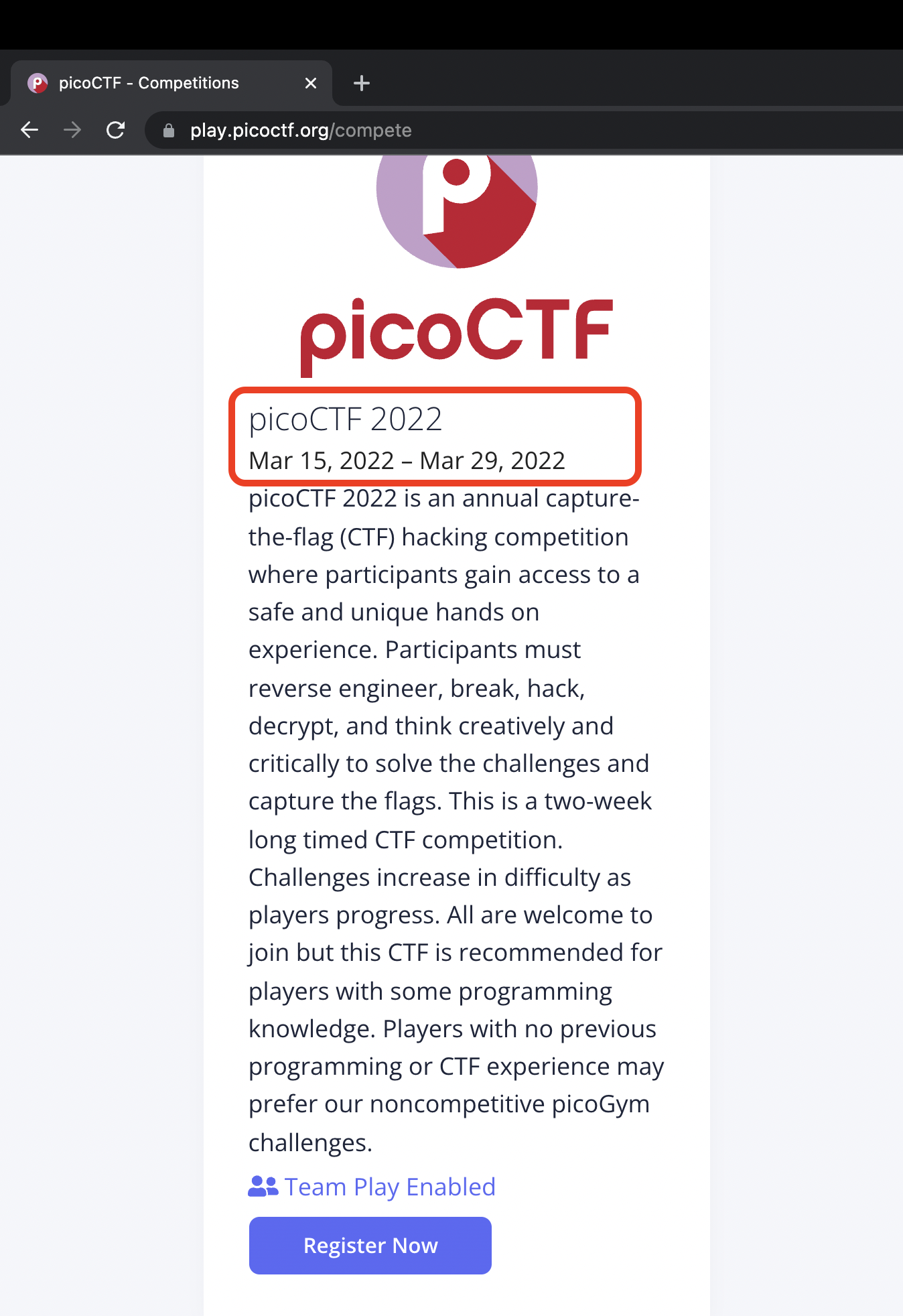 picoCTF 2022 information