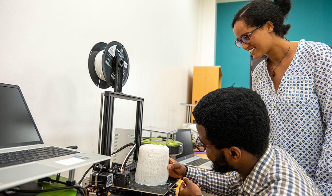 two students in a lab