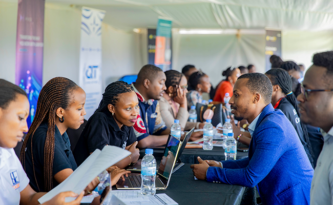 Students at career fair